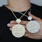Iced Out Self Made Pendant Necklace Big Silver Color Cubic Zirconia CZ Heavy Chunky Letter Round Star Charm Hip Hop