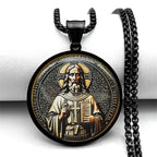 Seal of Seven Archangels Medal Stainless Steel Glass Necklace Seal of Solomon Talisman Necklace Protection Jewelry