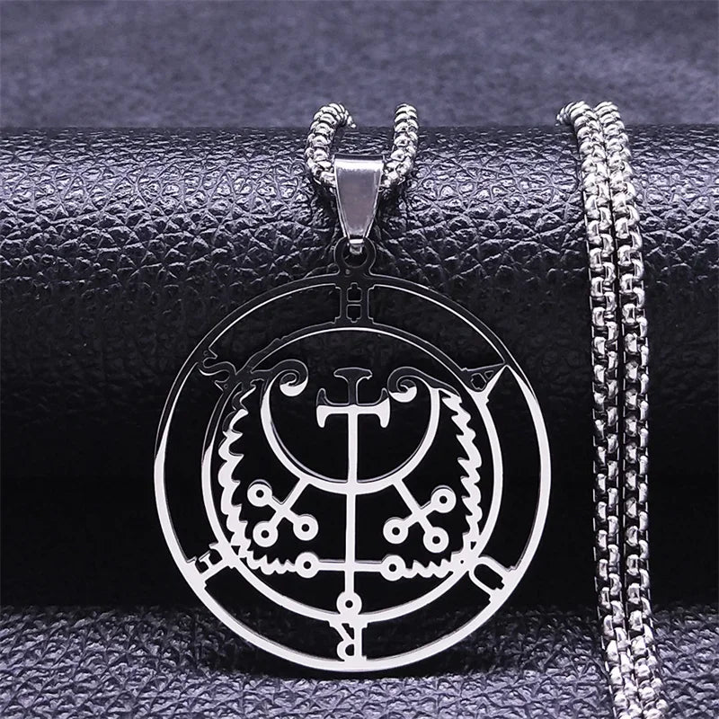 Satan Seal Silver Chain Necklace — Stainless Steel