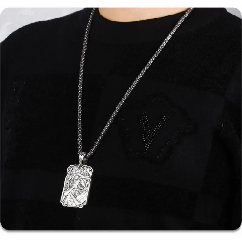 Monkey King Buddha Pendant Necklace for Men — Black-Tone