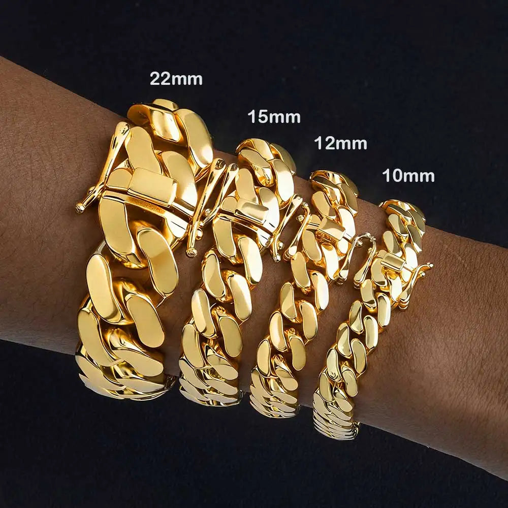 Stainless Steel Cuban Bracelet Miami Heavy 10-22MM