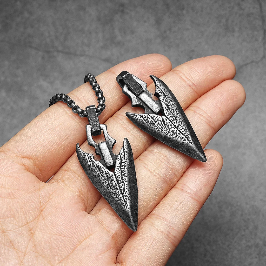 Viking Arrow Pendant Necklace — Stainless Steel