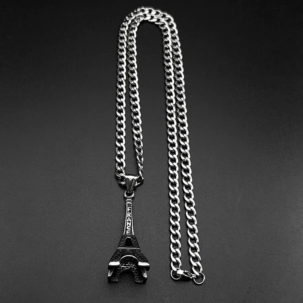 Steel Pendant 316L Paris Eiffel Tower Street