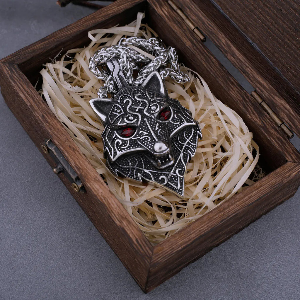 Viking Wolf Head Pendant Necklace — Stainless Steel