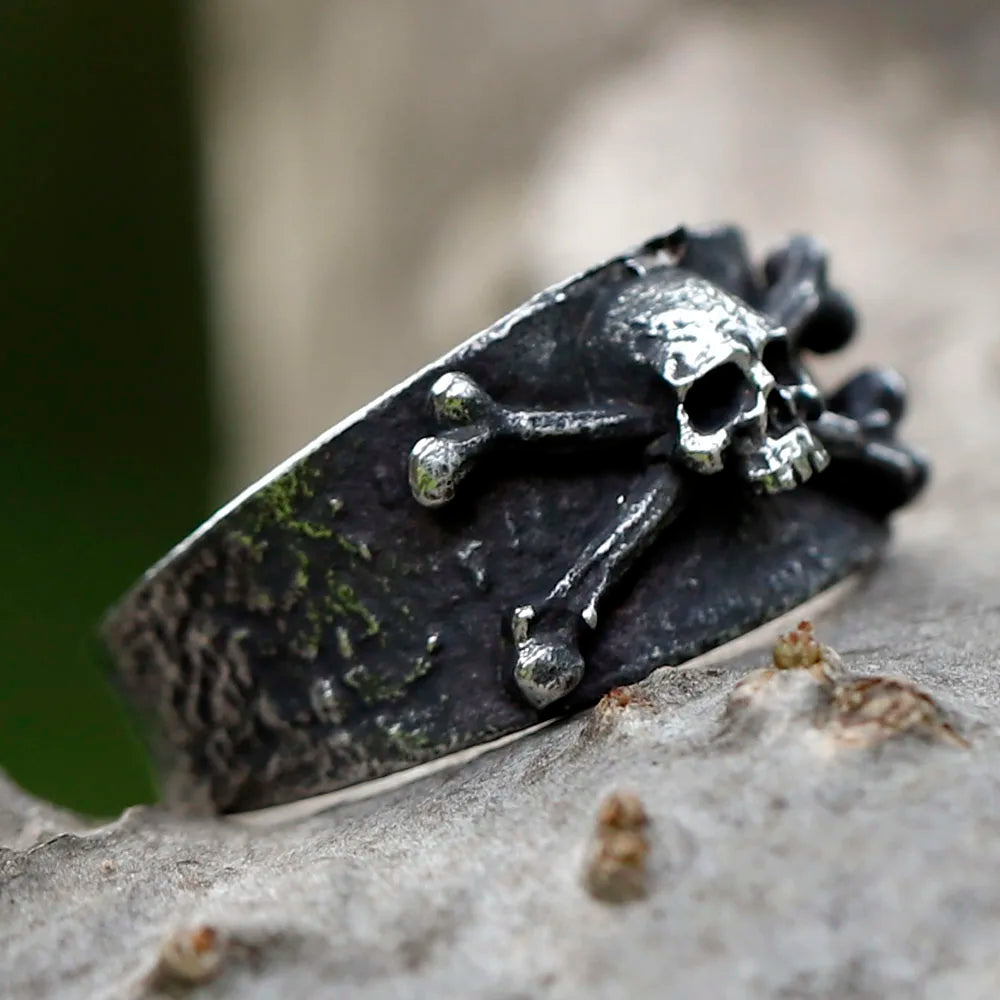 NEW Men's 316L stainless steel rings Vintage Calvarium Skull ring Aegishjalmur punk biker Jewelry Gifts free shipping