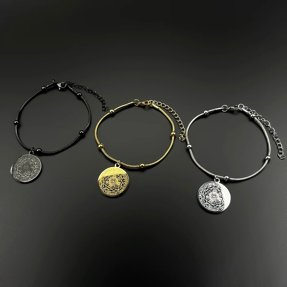 Seven Archangels Amulet Stainless Steel Bracelet for Women Men Seal of Salomon Talisman Christian Protection Hand Chain