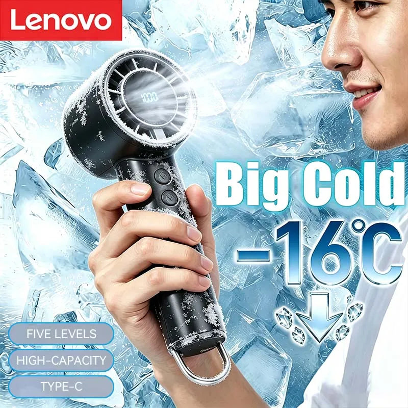 Lenovo Handheld Small Fan Refrigeration Air Conditioner Portable Silent Highspeed Led Display High Wind Power USB