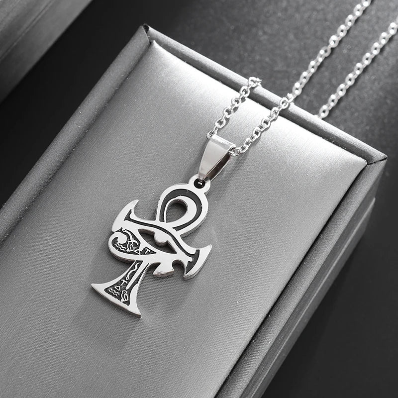 Shining Iced Out Ancient Egyptian God Eye of Horus Cross Pendant Necklace for Men and Women Hip Hop Trendy Amulet