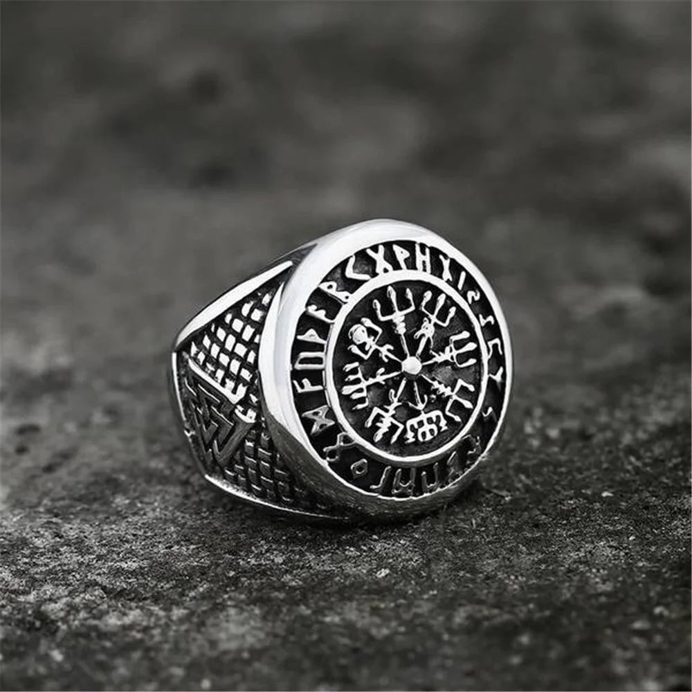 Nordic Viking Letter Fashion Retro Ring Men's Punk Ring Hip Hop Rock Party Motorcycle Accessories Jewelry Accessories