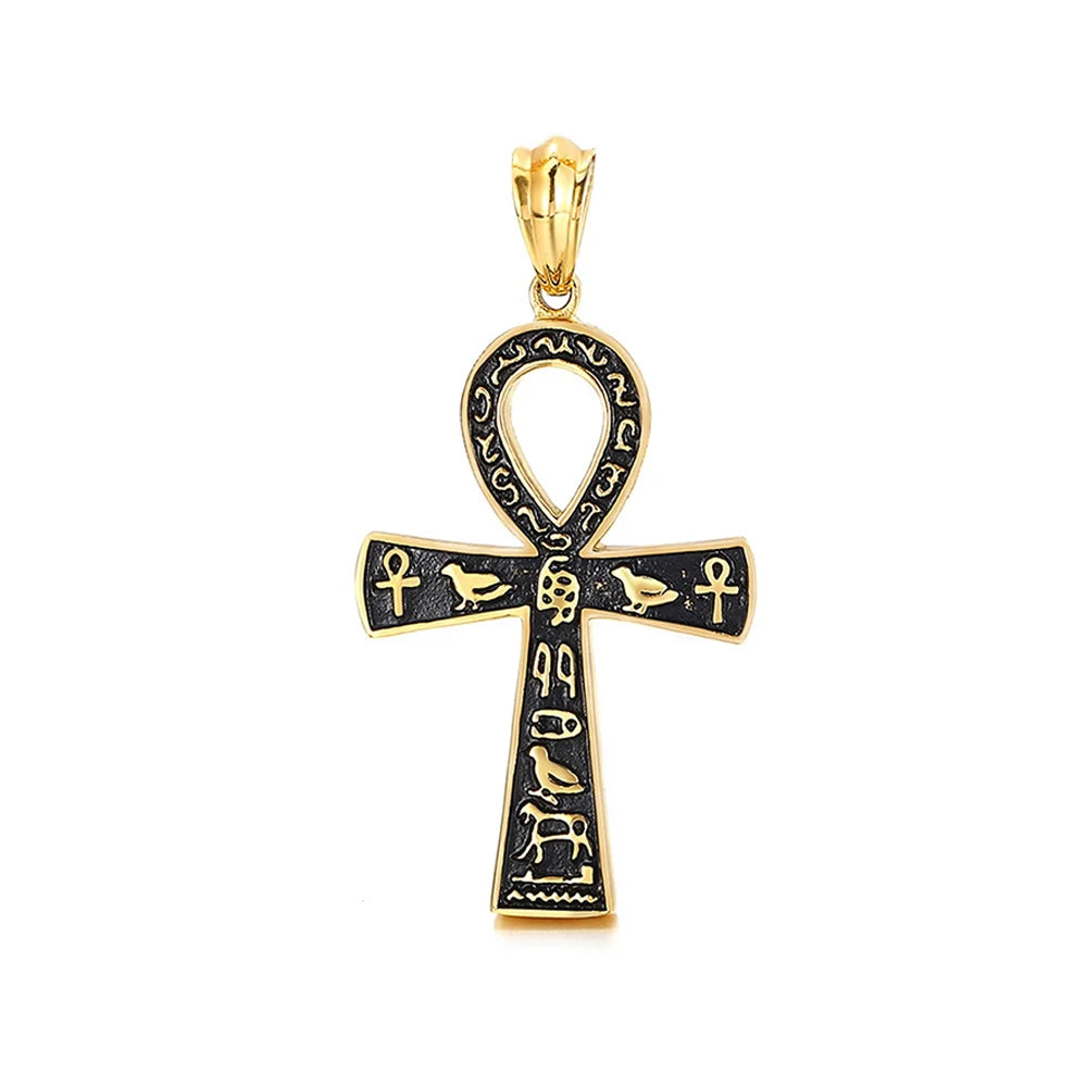 Unique Vintage Ankh Cross Necklace Unisex Stainless Steel Eye Of Horus Amulet Pendant Egyptian Jewelry Gifts