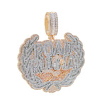 New Iced Out Bling CZ Letter Cross Pendant Necklace Various Design 5A Zircon Two Tone Color Badge Charm Men's Hip Hop