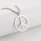 VASSAGO Hippie Style Peace Sign Necklace Peace Symbol Jewelry Stainless Steel 1960s Party Accessory Necklace for Men