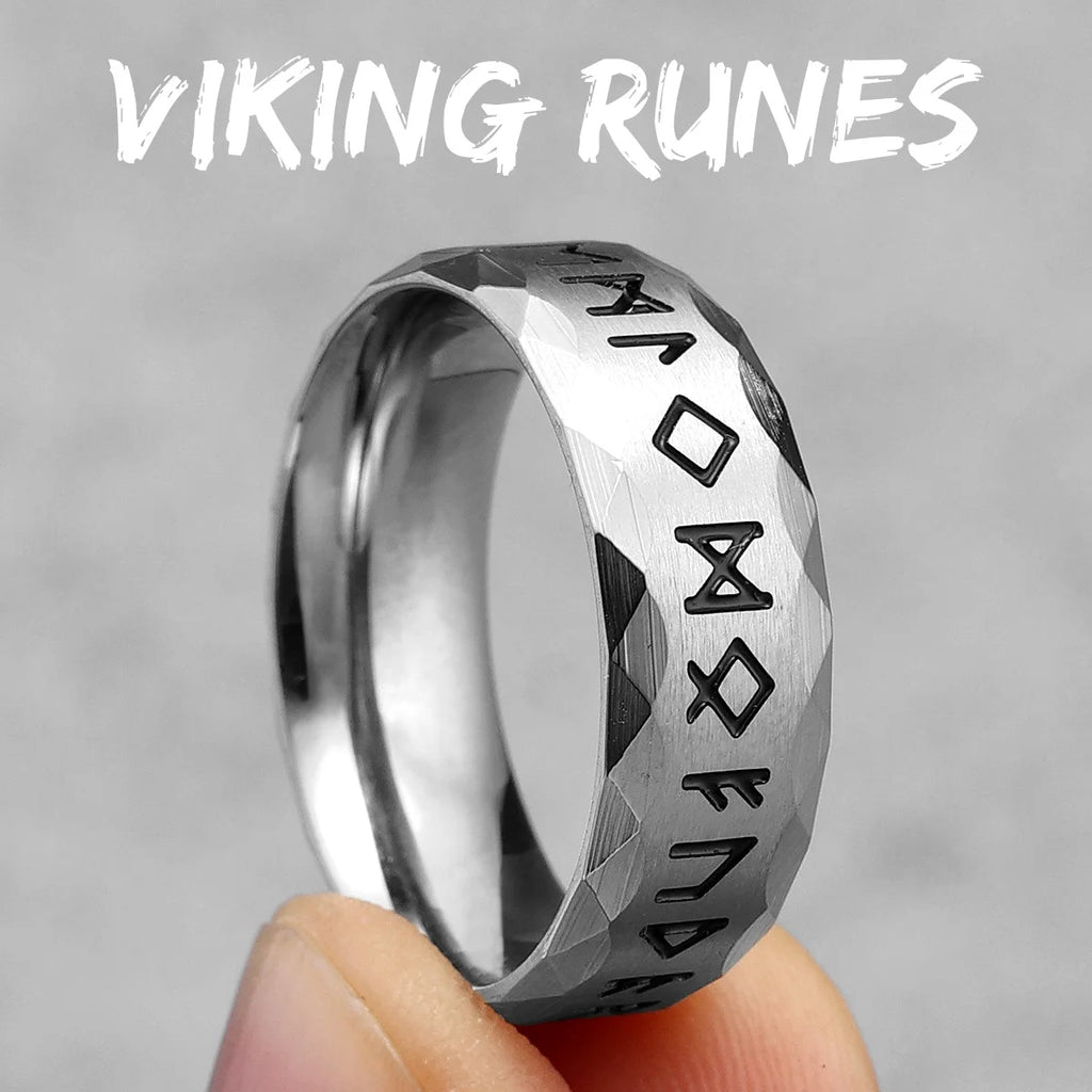 Vintage Nordic Viking Runes Celtic Knot Series Stainless Steel Womens Mens Rings Punk Biker Jewelry Creativity Gift