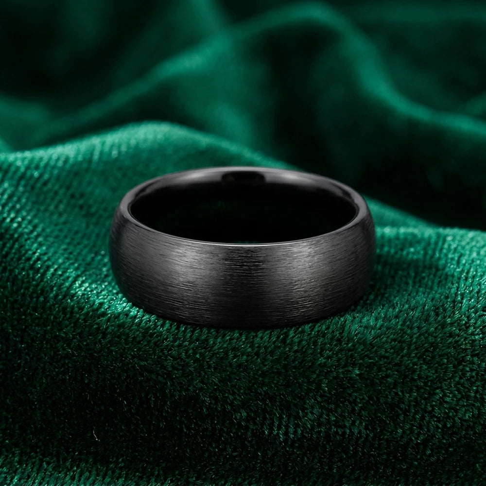 Matte Black Ceramic Wedding Band for Men Women Brushed Minimalist Ring 4mm 6mm 8mm Couple Jewelry