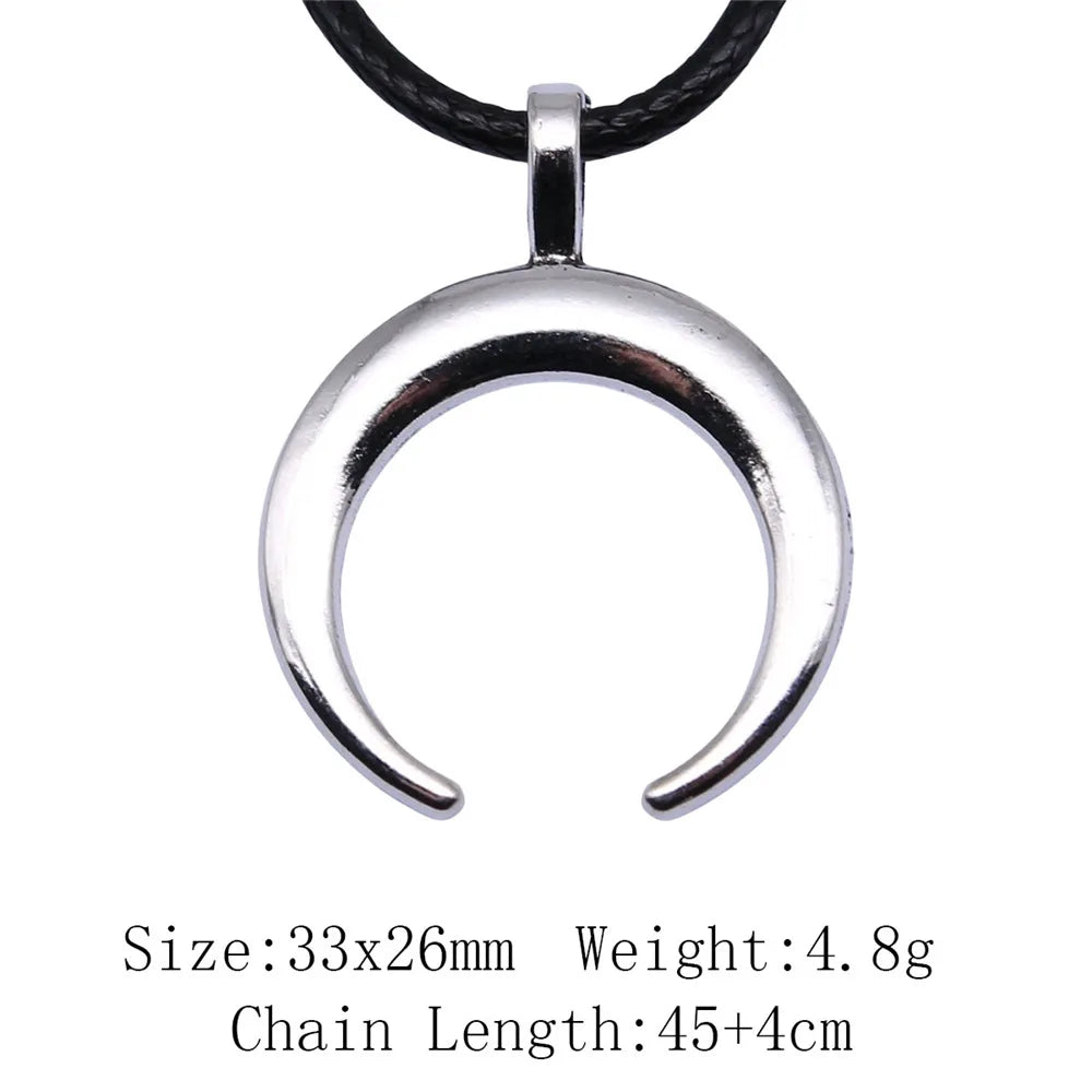 Witch Horn Crescent Moon Pendant — Stainless Steel