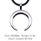 Witch Horn Crescent Moon Pendant — Stainless Steel