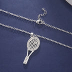 HIPEE Trendy Zinc Alloy Shiny Crystal Tennis Racket Pendant Necklace for Women Girls Sports Series Charm Necklaces Party Jewelry