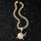 Big Size Shark Pendant Necklace For Men Hip Hop Bling Jewelry With 13mm Iced Out Rhinestone Miami Cuban Chain Fashion