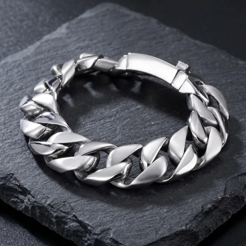 17mm Curb Link Chain Bracelet — Stainless Steel