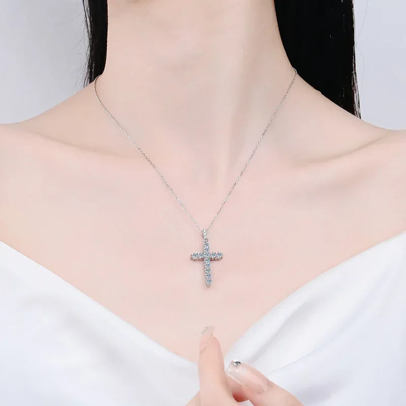 Iced Cross 925 Silver Pendant Necklace