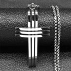 Big Jesus Cross Biker Necklace Box Chain — Stainless Steel