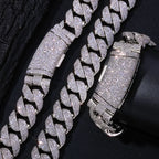 Iced Out Cuban Chain Necklace Stainless Steel 22MM