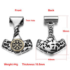 316L Stainless Steel Norse Viking Rune Axe Pendant for Men Necklace DIY Accessories Finding Jewelry Making Charm