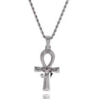 Shining Iced Out Ancient Egyptian God Eye of Horus Cross Pendant Necklace for Men and Women Hip Hop Trendy Amulet
