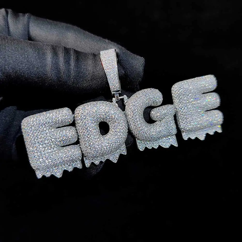 Iced Out Letter Pendant Necklace Stainless Steel