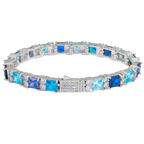 Tennis Necklace Stainless Steel Blue Gradient CZ
