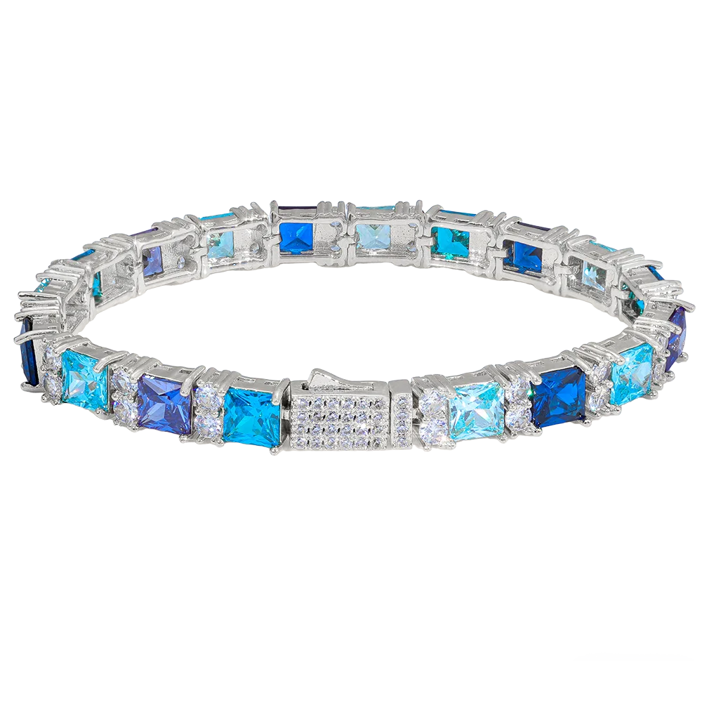 Tennis Necklace Stainless Steel Blue Gradient CZ