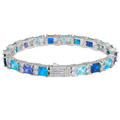 Tennis Bracelet Stainless Steel Blue Sapphire CZ