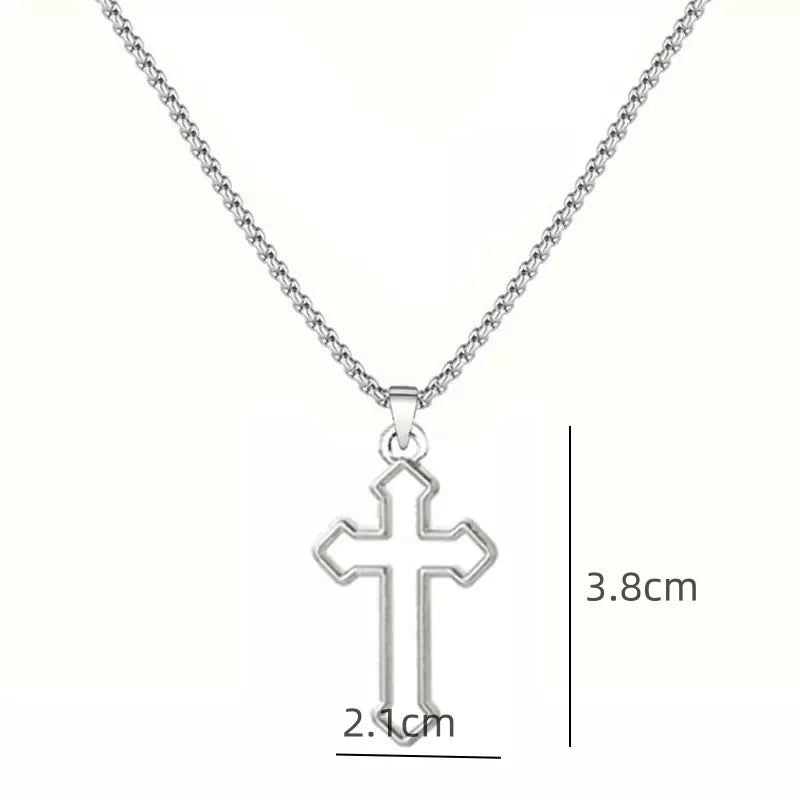 2025New Smooth Cross Necklace women and Men's Titanium Steel Versatile Long Cross Pendant Sweater Chain Accessories