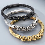 Gothic Men's Skull Bracelet for Man Steampunk 6MM Width Braided Stainless Steel Wire Chain Jewelry
