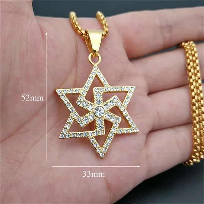 Iced Out Star of David Pendant Necklace — Gold