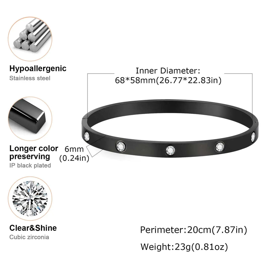 Iced Out CZ Bangle Bracelet 6mm — Stainless Steel