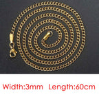 Silver Cuban Chain Necklace Stainless Steel 3/5MM