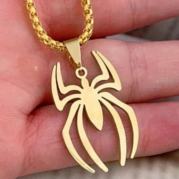 HNSP Stainless Steel Spider Pendant Chain Necklace For Men Boy Anime Jewelry Accessories