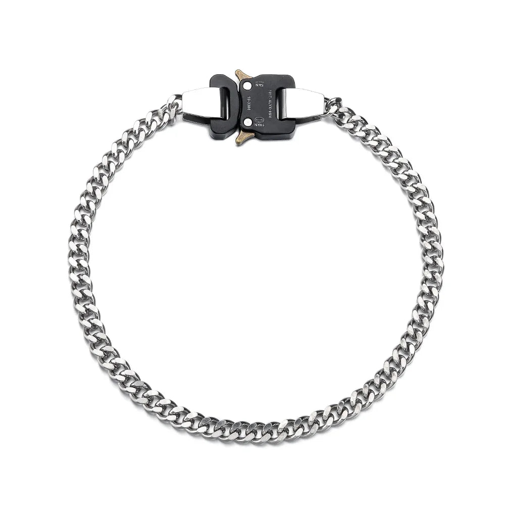 Hip-hop Functional Buckle Thick Chain Metal Lock Necklace Bracelet Personality Street Men and Women Accessories Gift