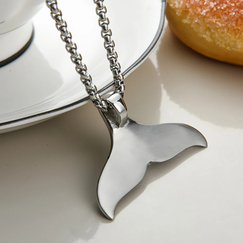 Whale Tail Pendant — Stainless Steel