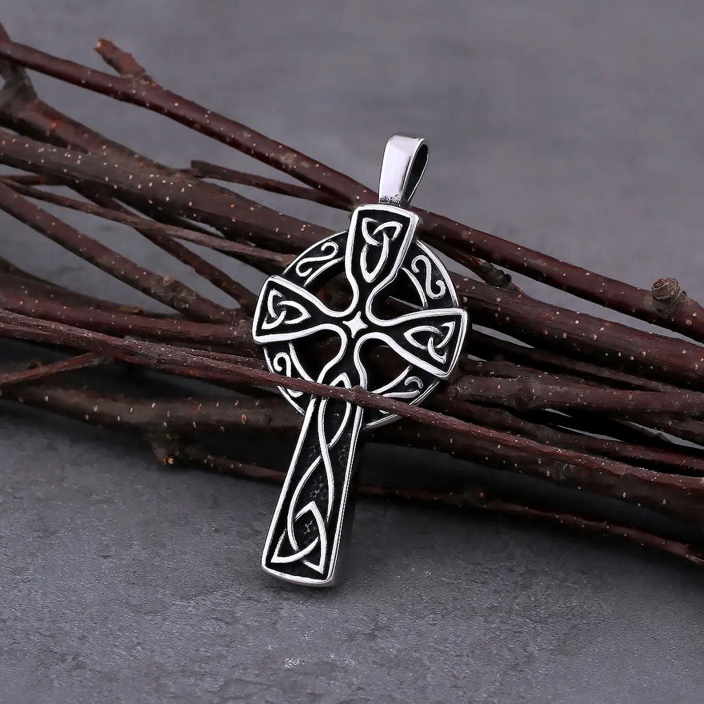 Vintage Cross Pendant Necklace — Stainless Steel