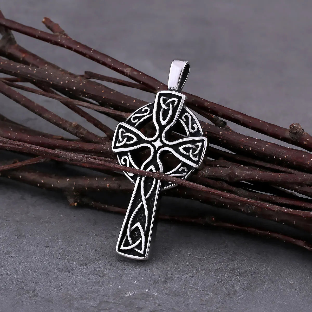 Vintage Cross Pendant Necklace — Stainless Steel