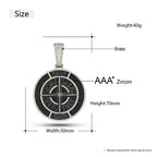 Trendy Round Zircon Copper Pendant Necklace for Men Fine Hip Hop Jewelry Pendant with Rope Chains