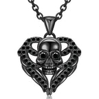 Iced Out Skull Black Pendant Necklace