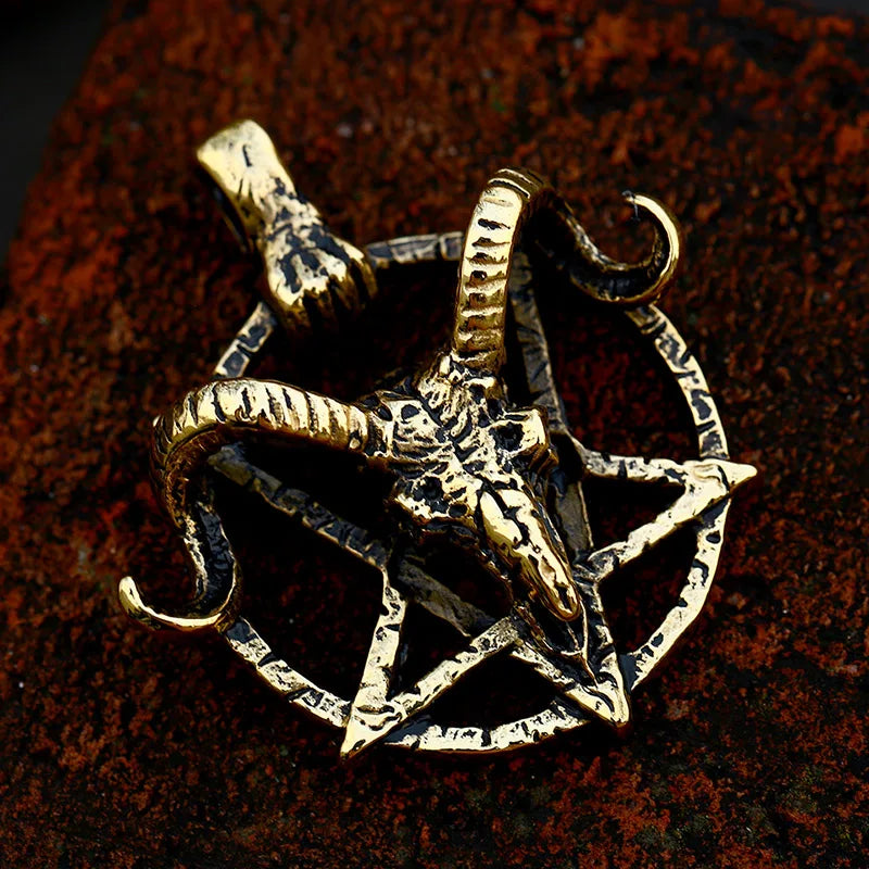 BEIER New Stainless steel Pentagram Pan God Skull Goat Head Pendant Necklace Occult Metal Vintage for Man BP8-342