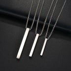 Minimal Wishing Bar Pendant Necklace — Stainless Steel