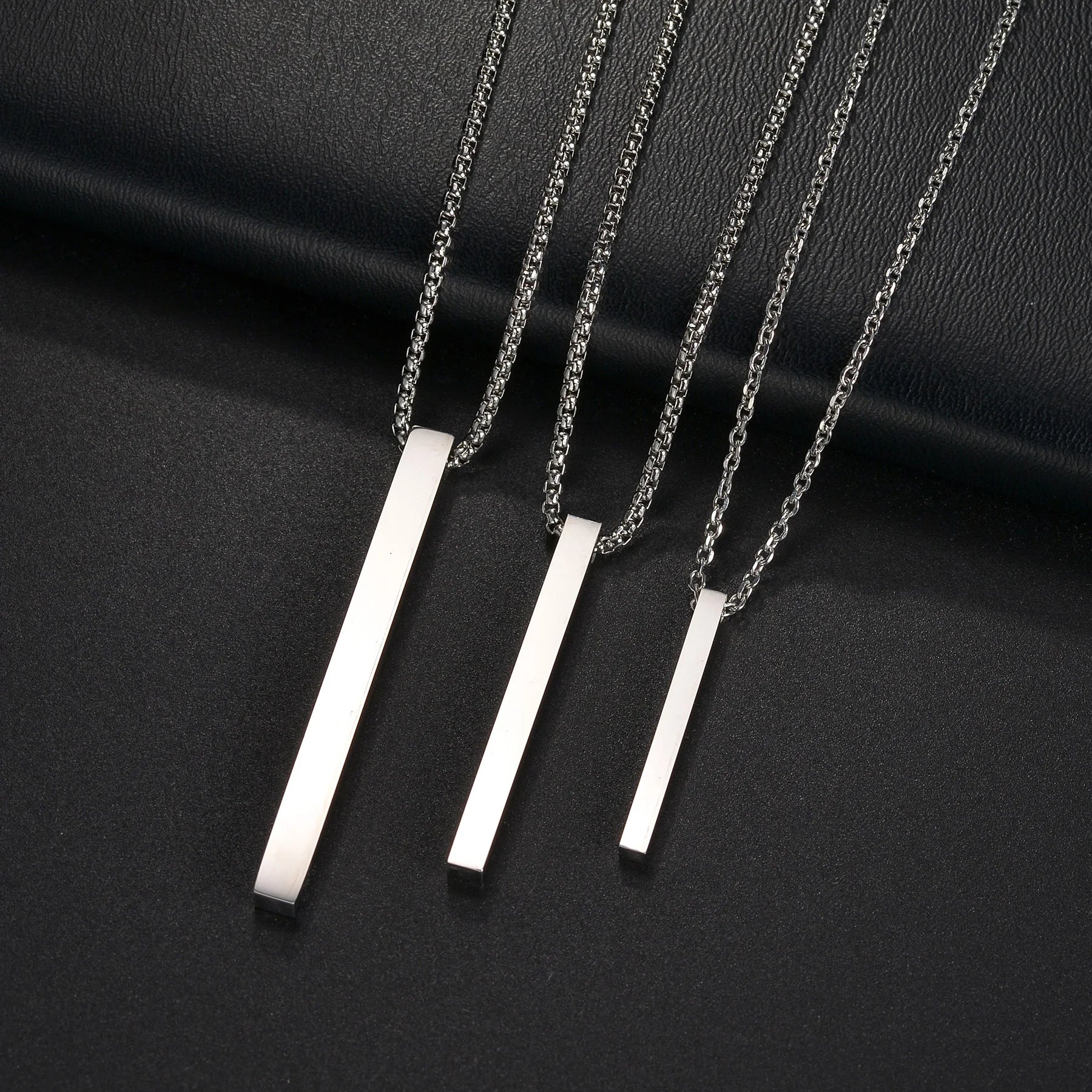 Minimal Wishing Bar Pendant Necklace — Stainless Steel