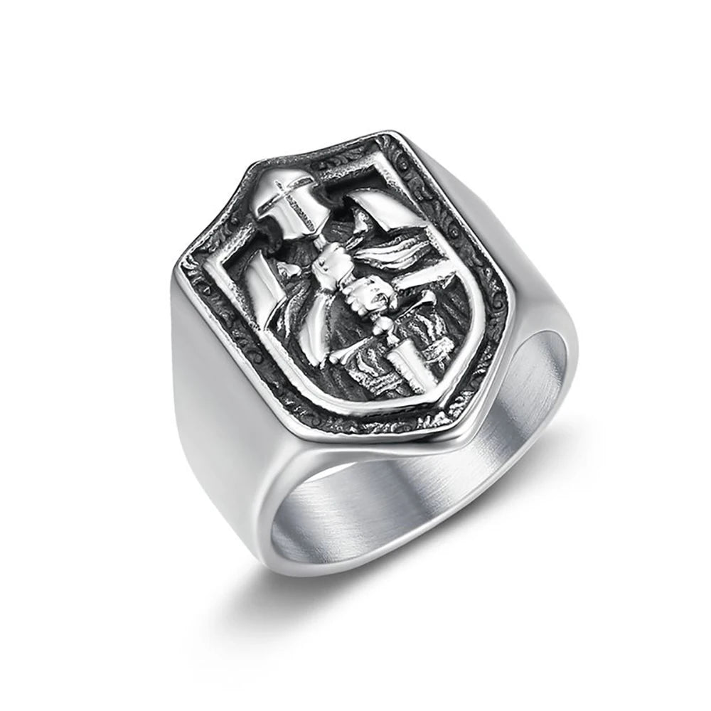 Vintage Templar Stainless Steel Ring