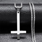 Witchcraft Pagan Stainless Steel Upside Down Cross Necklace Women/Men Inverted Cross Necklace Jewelry collier N8373S02