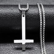 Witchcraft Pagan Stainless Steel Upside Down Cross Necklace Women/Men Inverted Cross Necklace Jewelry collier N8373S02